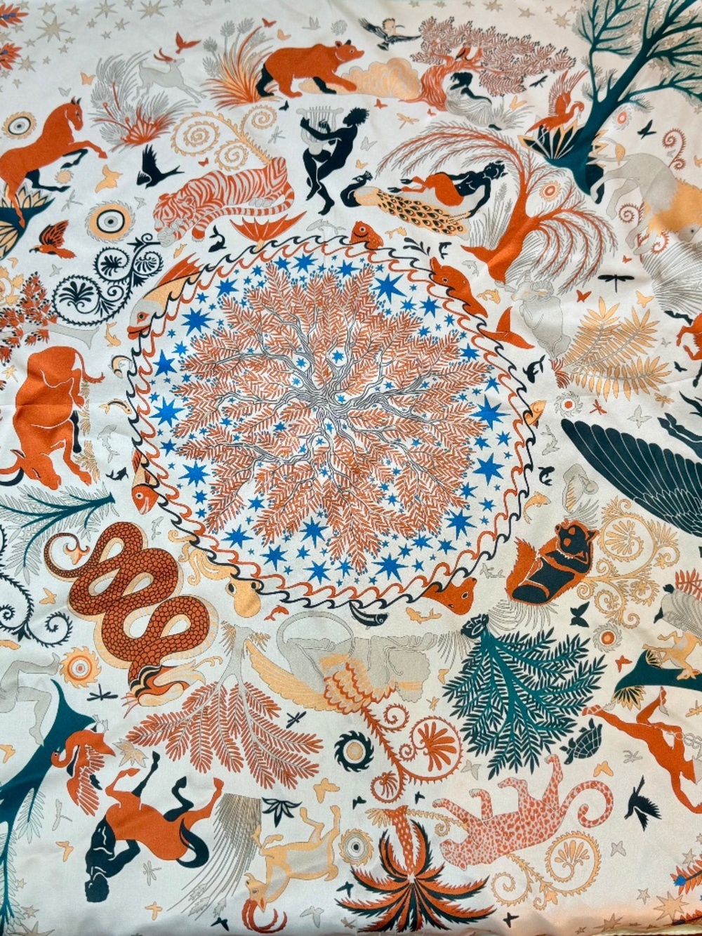 Silk Mythological Figure Orpheus Square Scarf 26.5”